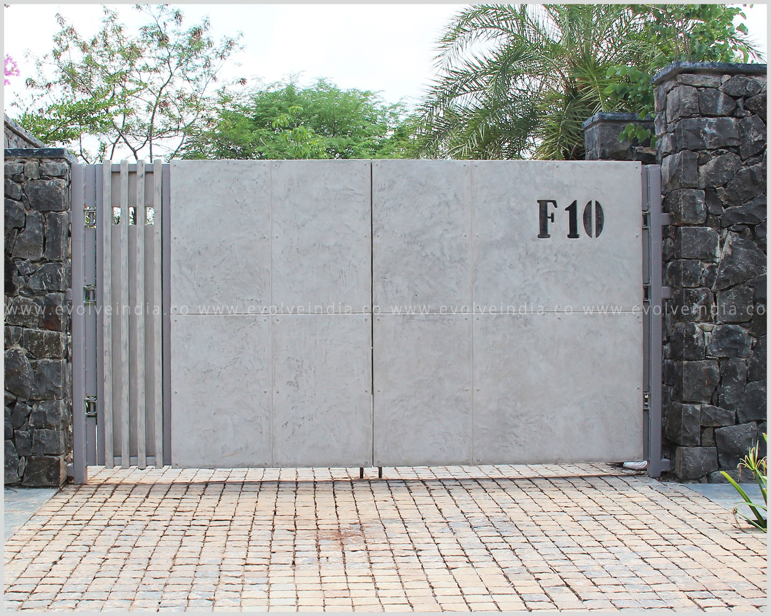 Textured concrete finished entryway for a private residence