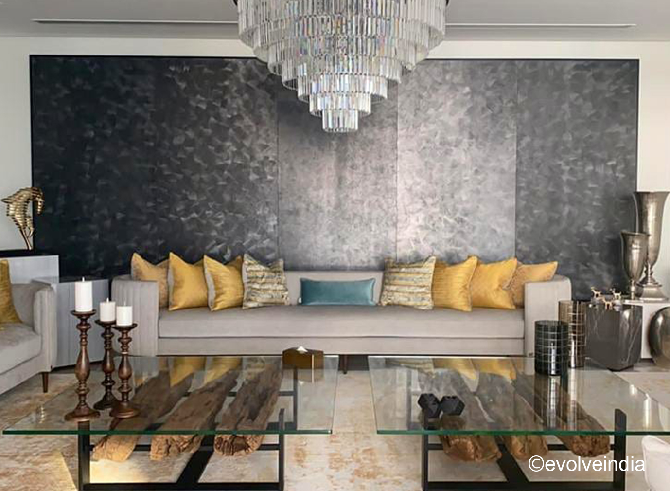 Accent Wall Accent wall designed using Evolve India's decorative concrete finish
