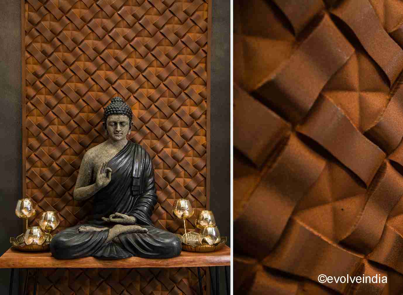 Accent Wall Accent wall designed using earthy corten steel finish