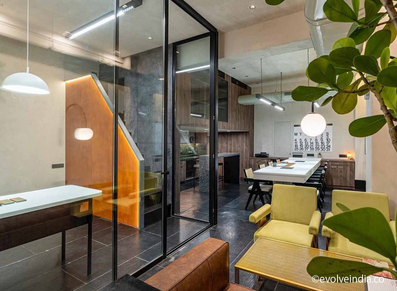 Project Work by Evolve India Corten steel finish and decorative concrete finish work done by Evolve India