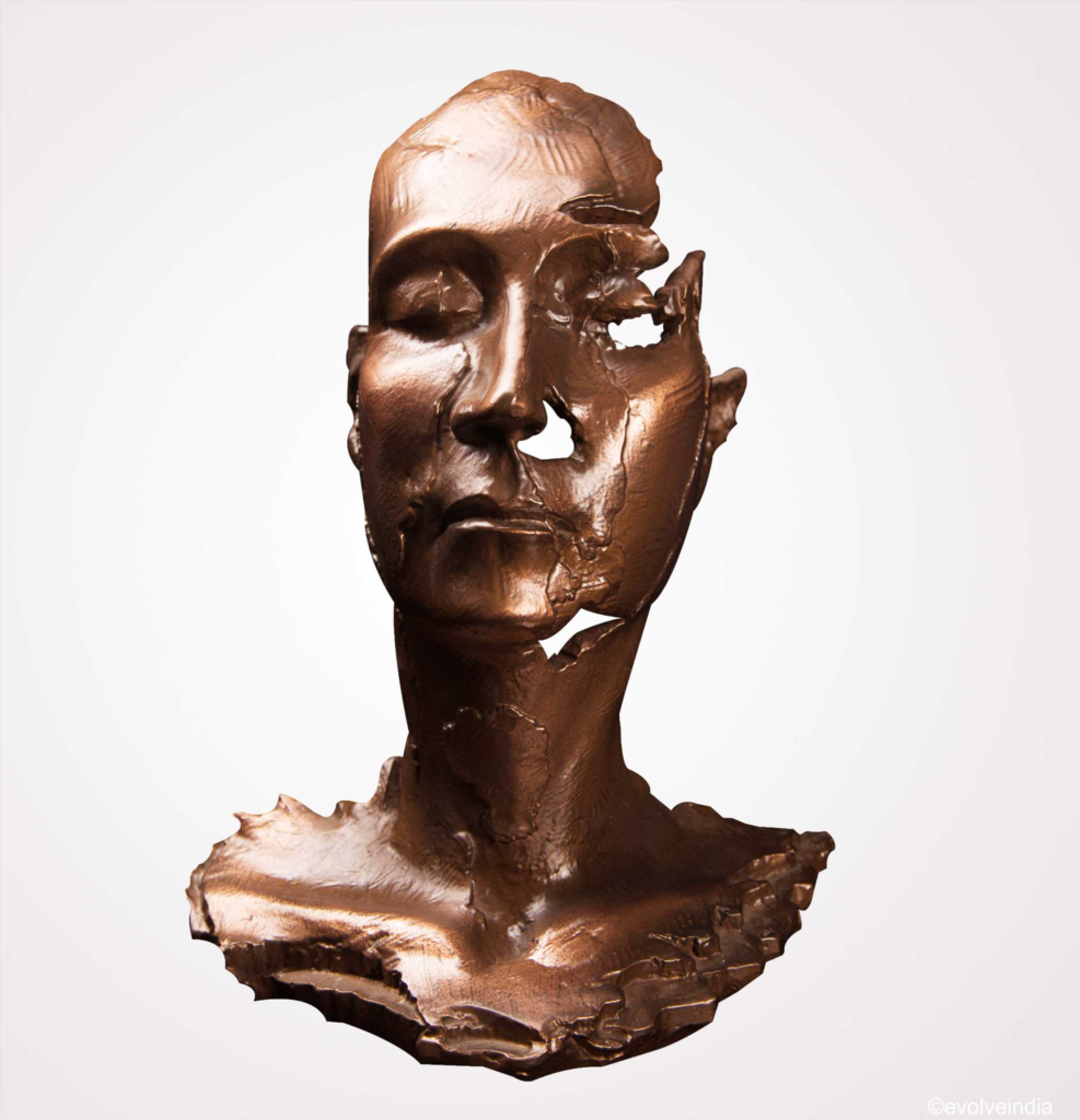 Copper Face Sculpture