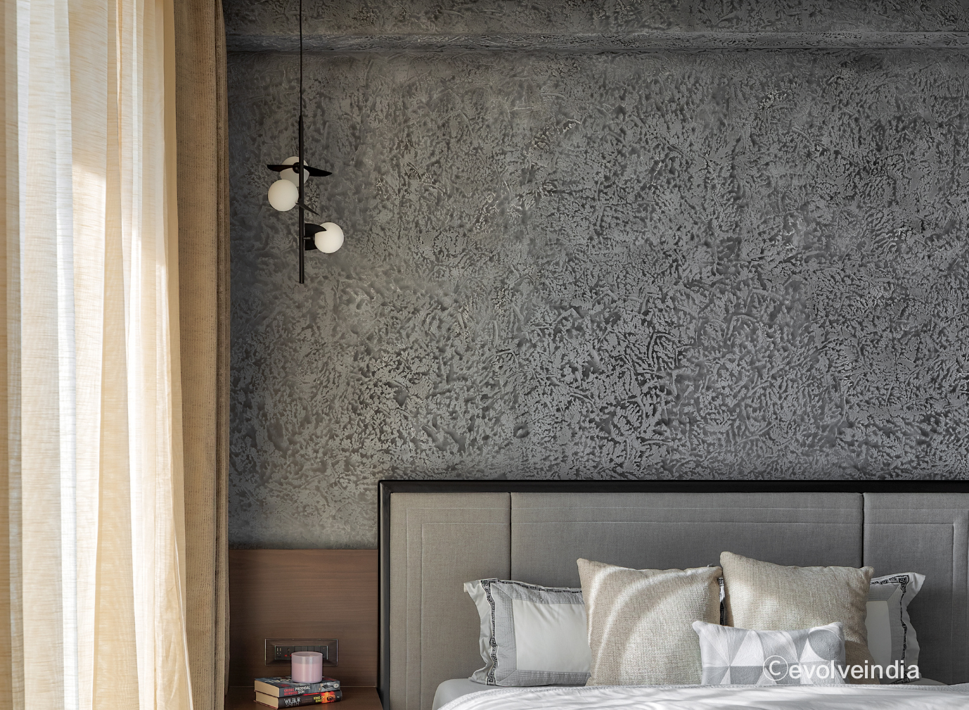 Concrete Accent Wall Monterry noir beauty concrete accent wall finish by Evolve India