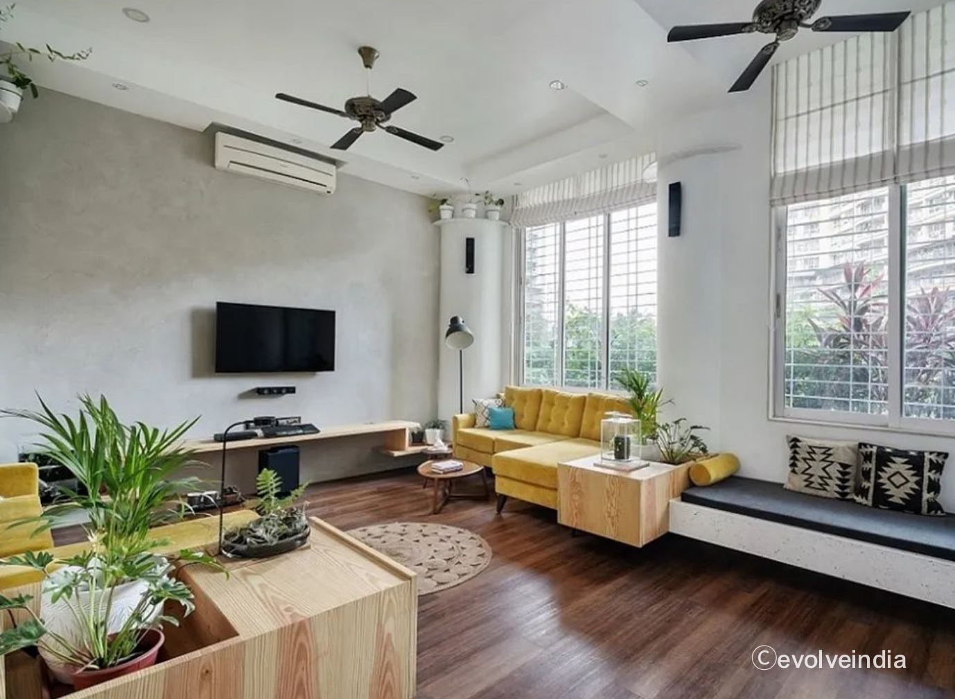 Concrete Accent Wall Concrete accent wall finish by Evolve India