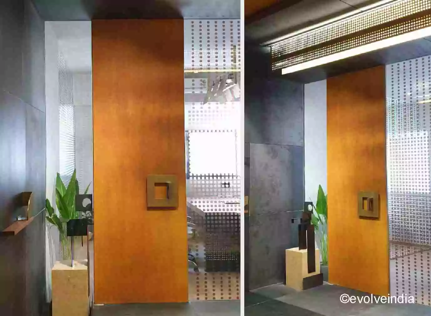 Accent Wall Entrance door designed with corten steel finish by Evolve India
