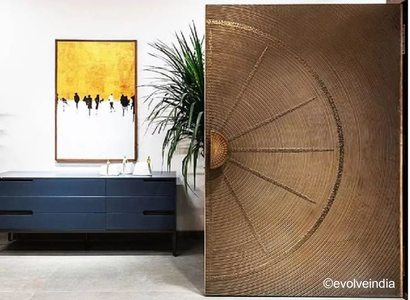 Door Designs By Evolve India Entrance door designed with sunray bronze by Evolve India