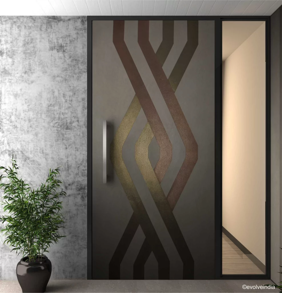 Designer Door Skins Dual chain concrete copper brass door skin