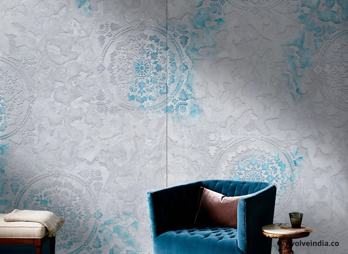 Artistic Wall Design Arcadia Blue Duo Artistique Fusion Living Room Wall By Evolve India