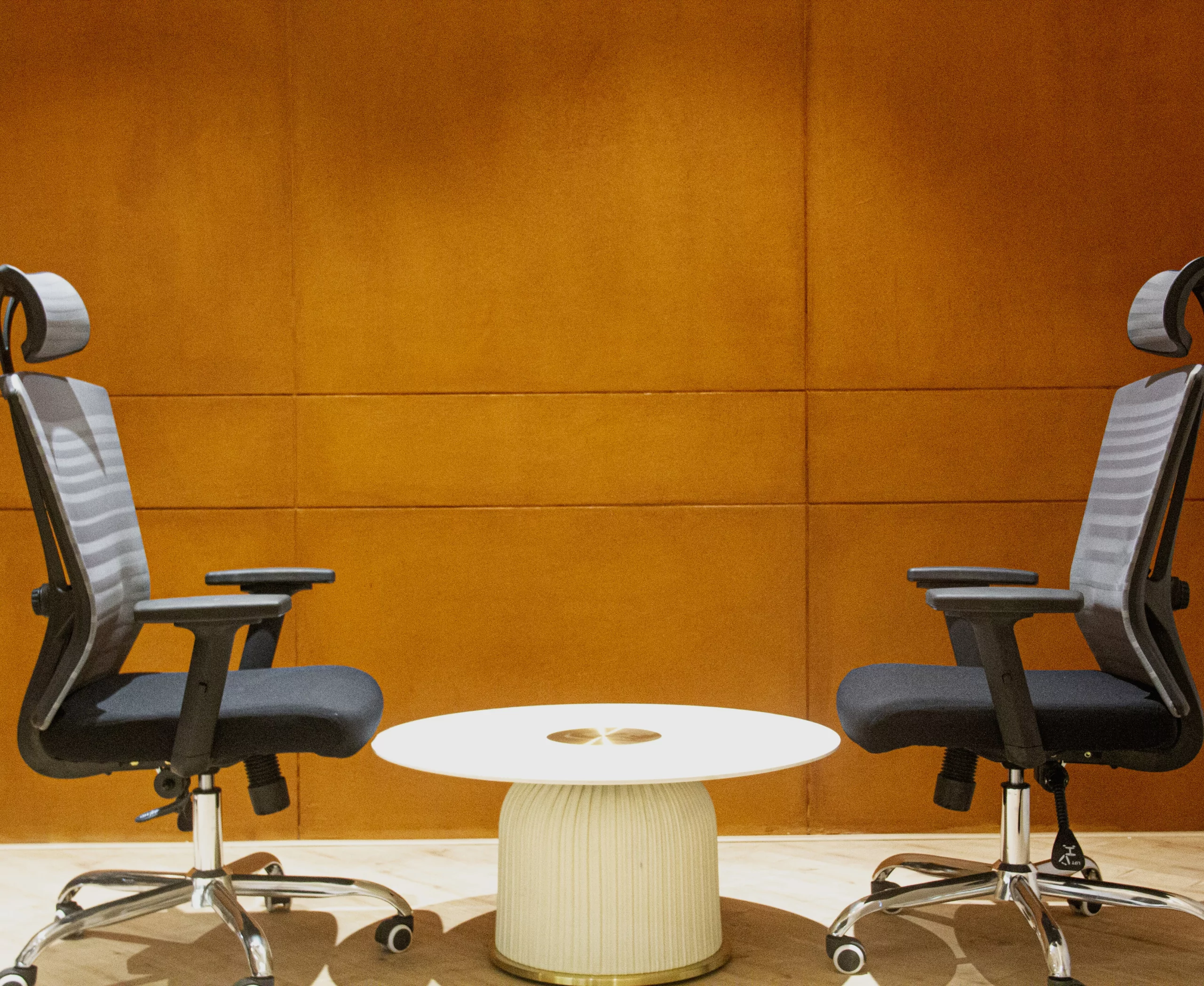 Textured rust finish office interior design