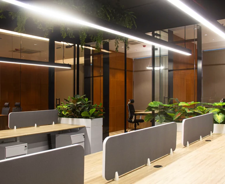 Textured rust finish office interior design