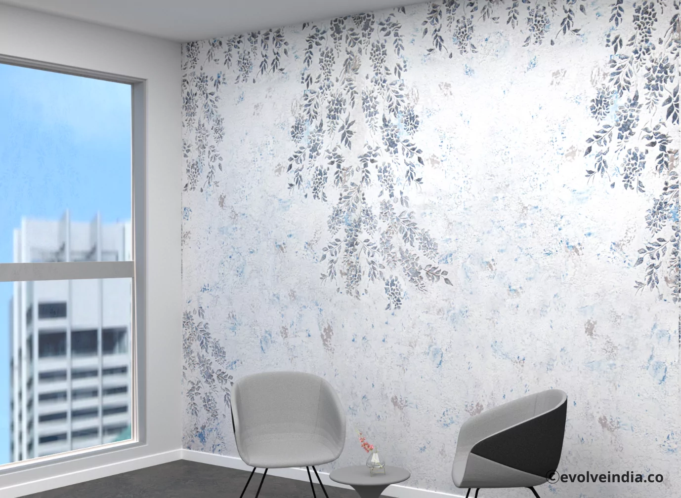 Artistic Wall Design Frosty Blue Duo Artistique Fusion Lobby Wall By Evolve India