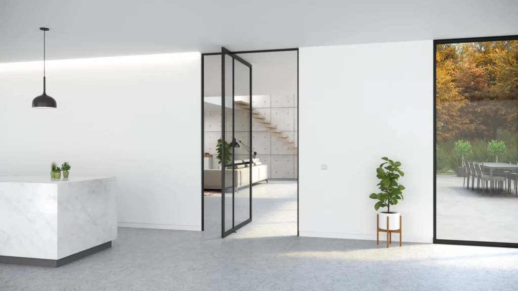 Glass Pivot Door Design For A Commercial Space