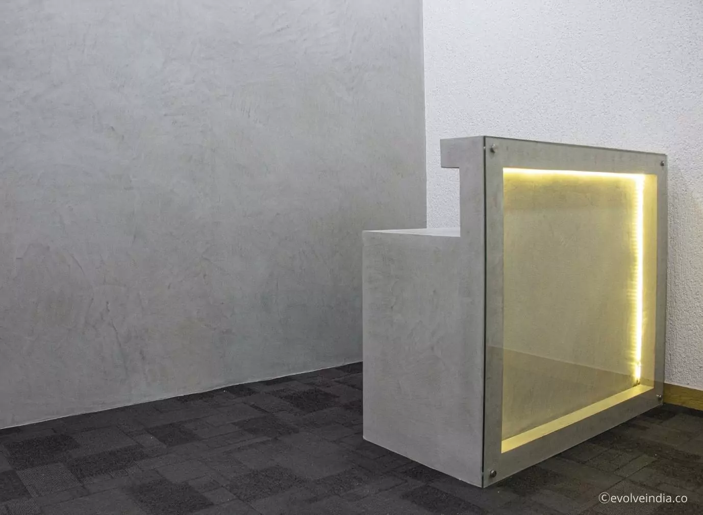 Project Work by Evolve India Decorative concrete finish for reception table
