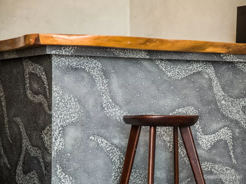 Image of liquid Gunmetal finished bar table