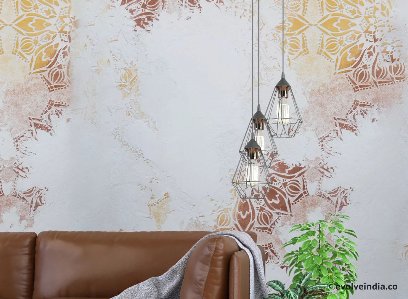 Artistic Wall Design Meadow Artistique Fusion Living Room Wall By Evolve India