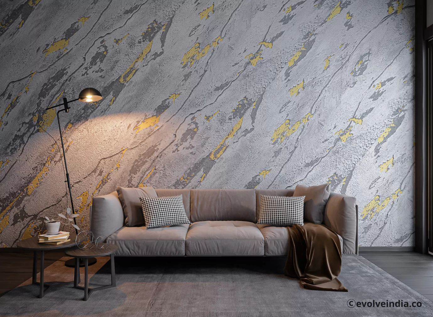 Artistic Wall Design Obsidia Grey Artistique Fusion Living Room Wall By Evolve India